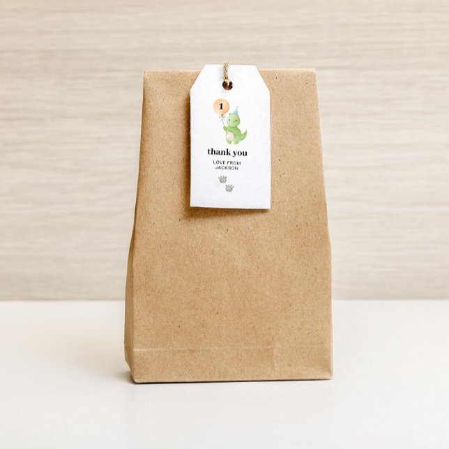 Cute Dinosaur Birthday Gift-Märkre Presentetikett (thank you birthday gift tag)