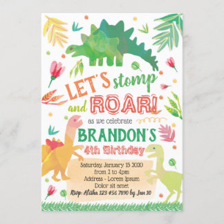 Cute Dinosaur Birthday-inbjudan Inbjudningar
