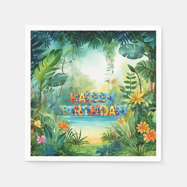 Cute Dinosaur Birthday Napkins Pappersservett (Framsidan)