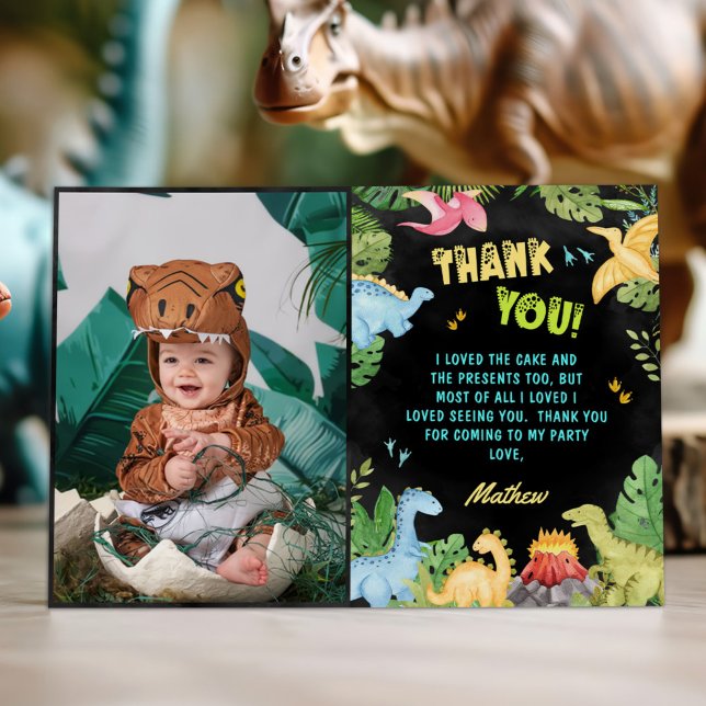 Cute Dinosaur Birthday Photo Tack Kort (Skapare uppladdad)