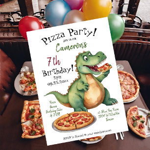 Cute Dinosaur Birthday Pizza Party Inbjudningar