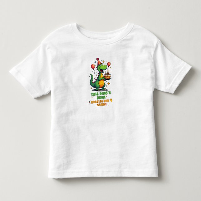 Cute Dinosaur Birthday Shirt för 4-åringar T Shirt (Framsida)