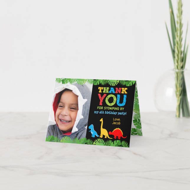 Cute Dinosaur Birthday Tack för ditt kort (Framsida)