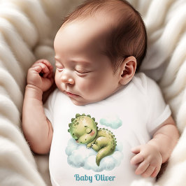 Cute Dinosaur Blue Grönt Namn Monogram Boy T Shirt