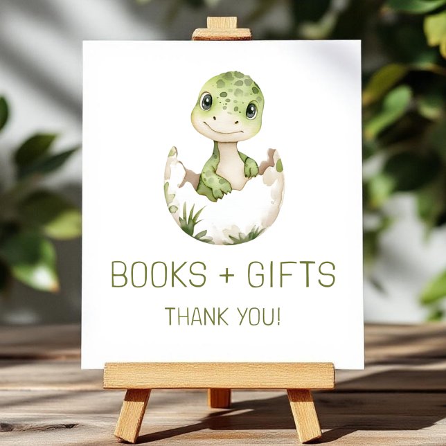 Cute Dinosaur Bokar och Gifts Baby Shower Sign Poster (Skapare uppladdad)