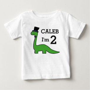 Cute Dinosaur Boy Birthday Customize Namn I är 2 T Shirt