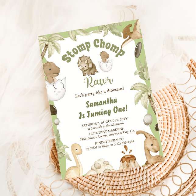Cute Dinosaur Boy Birthday Dino Party Inbjudningar (Skapare uppladdad)