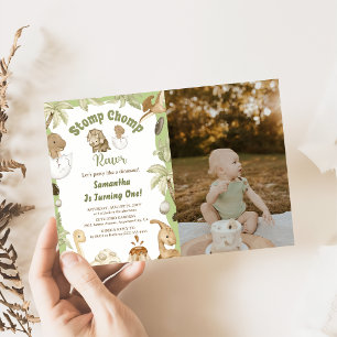 Cute Dinosaur Boy Birthday Dino Party Photo Inbjudningar