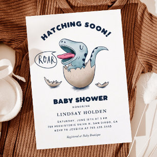 Cute Dinosaur Boy Shower Hatching Snart Inbjudningar