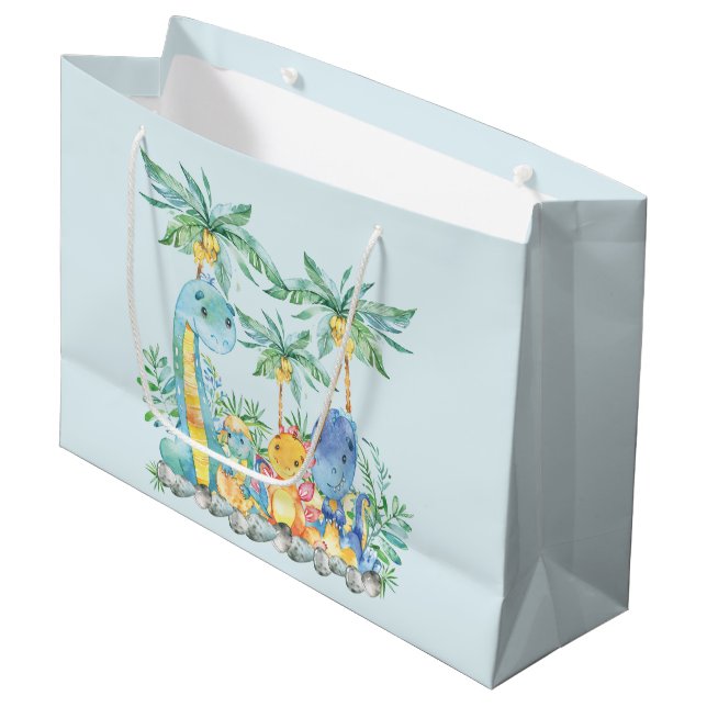 Cute Dinosaur Boys Baby Shower Gift Bag (Framsidan Vinklad)