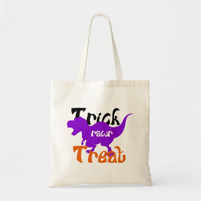 Cute Dinosaur Bus eller godis Halloween Tote Bag Tygkasse (Framsidan)