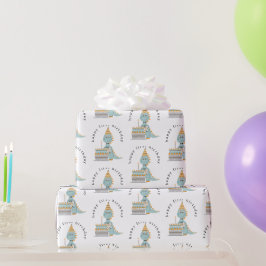 Cute Dinosaur Cake Lycklig 1:a födelsedagen Presentpapper