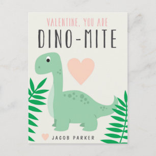 Cute Dinosaur Classroom Valentine-vykort Helg Vykort