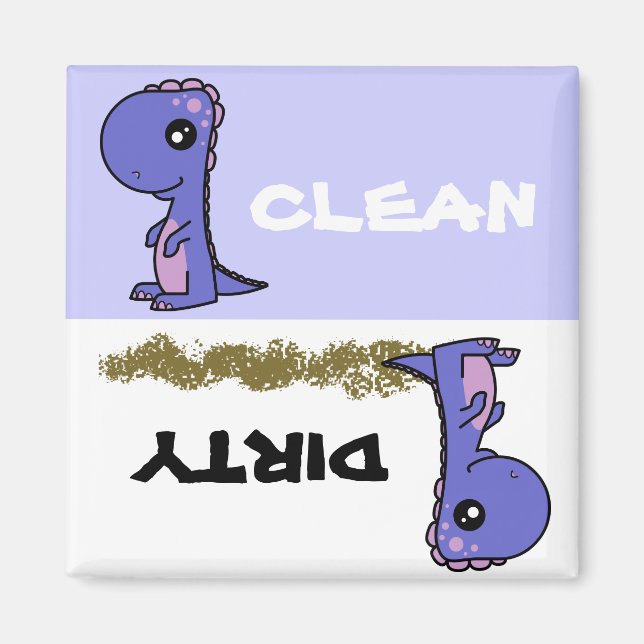 Cute Dinosaur Clean Dirty Dishwasher Magnet (Framsidan)