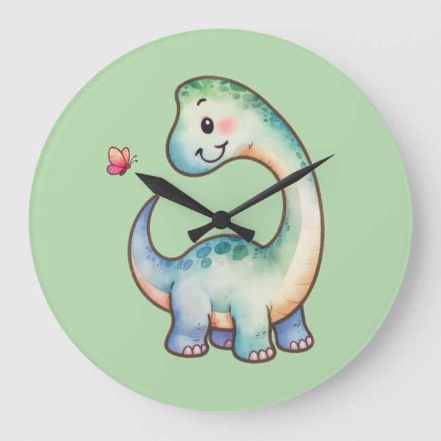 Cute Dinosaur Clock- Brachiosaurus Stor Klocka (Framsida)
