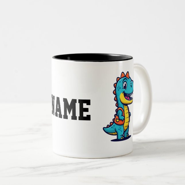 Cute Dinosaur Coffee Mug – Fun Dino Drinkware for  Två-Tonad Mugg (Framsida höger)