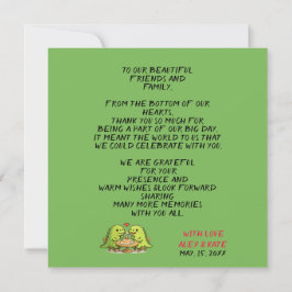 Cute Dinosaur Couple Wedding Thank You Card Tack Kort