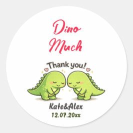 Cute Dinosaur Couple Wedding Thank You Runt Klistermärke