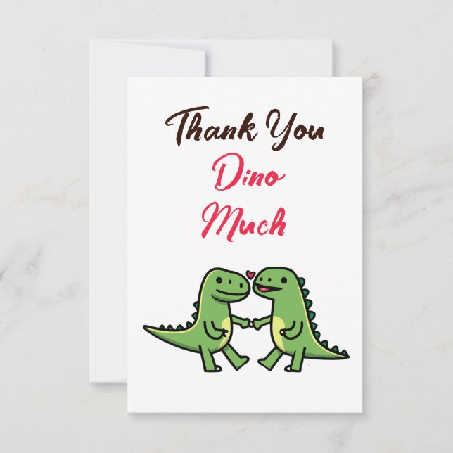 Cute Dinosaur Couple Wedding Thank You Tack Kort (Framsida)