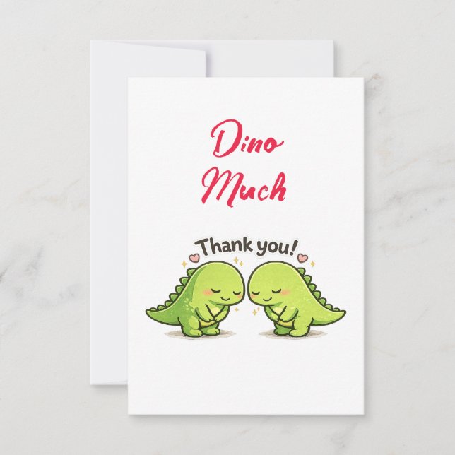 Cute Dinosaur Couple Wedding Thank You Tack Kort (Framsida)