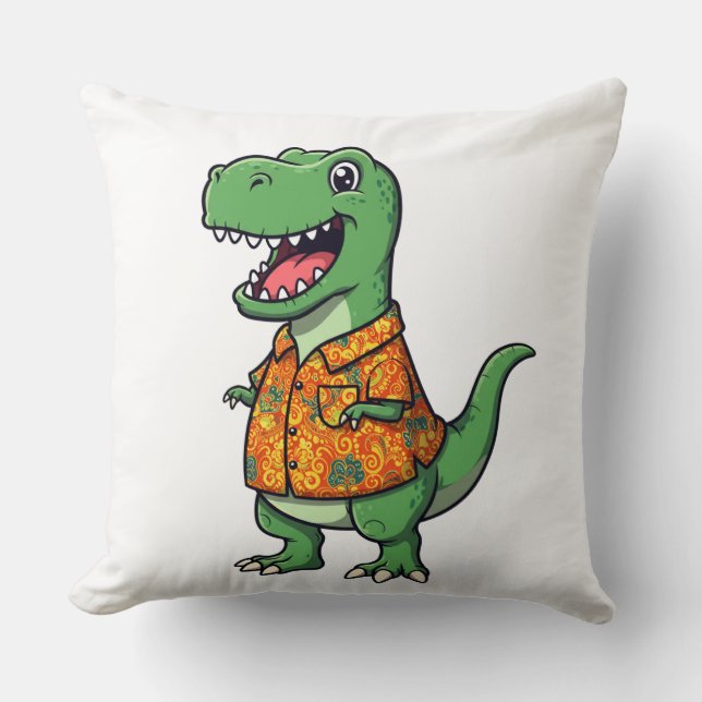 Cute Dinosaur Dekorativ kudde - Roligt Tecknad Din (Framsida)