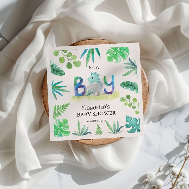 Cute Dinosaur "Det är en pojke" babystölder Pappersservett (Skapare uppladdad)