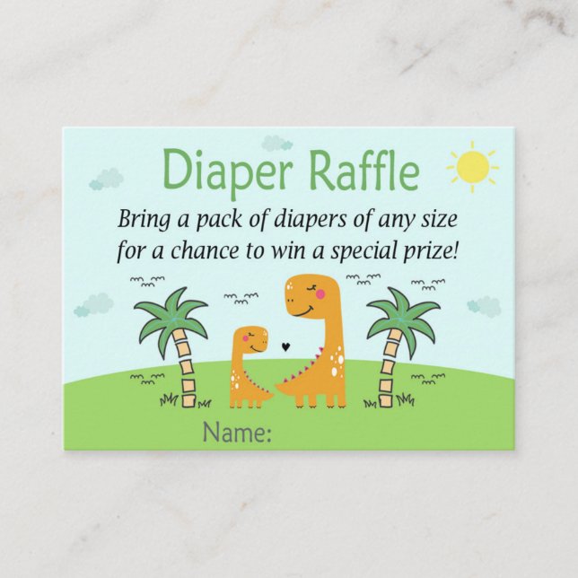Cute Dinosaur Diaper Raffle Biljett (Framsida)
