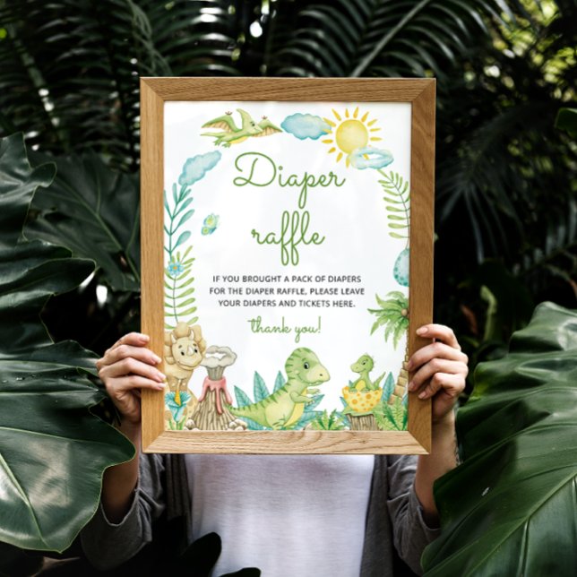 Cute Dinosaur Diaper Raffle Poster (Skapare uppladdad)