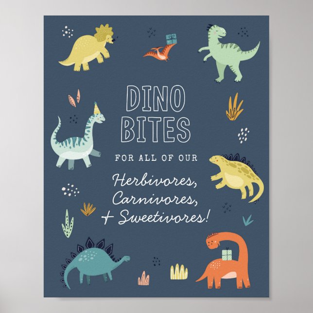 Cute Dinosaur Dino Bitas Food Bord Poster (Framsidan)