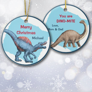 Cute Dinosaur Dino-Mite-Barn jul Julgransprydnad Keramik