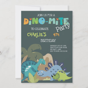 Cute Dinosaur Dino-Mite Inbjudningar