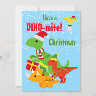 Cute Dinosaur Dino-mite jul - platta Kort