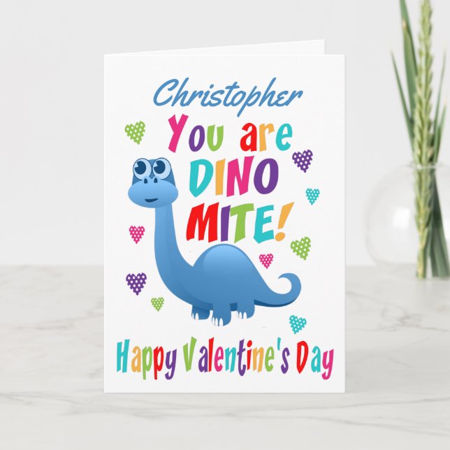 Cute Dinosaur Dinomite Valentines day Kort (Framsida)