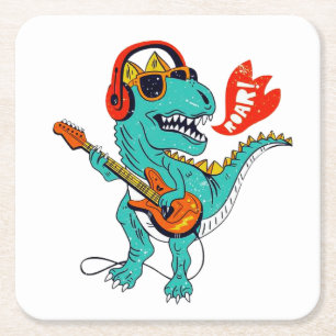 Cute Dinosaur, Dinosaur Gifts, Funny Dinosaur Underlägg Papper Kvadrat