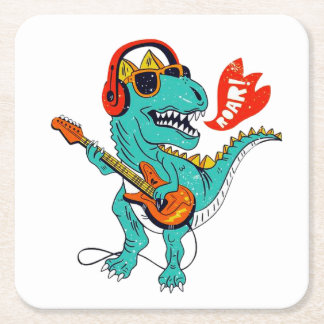 Cute Dinosaur, Dinosaur Gifts, Funny Dinosaur Underlägg Papper Kvadrat