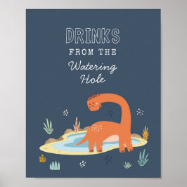 Cute Dinosaur Drink-tecken Poster