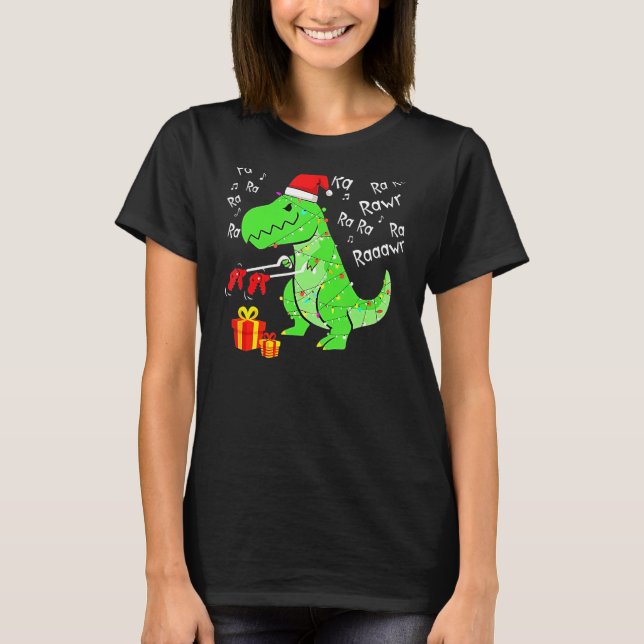 Cute Dinosaur Fa Ra Ra Rawr Rawr jul Rex Xma T Shirt (Framsida)