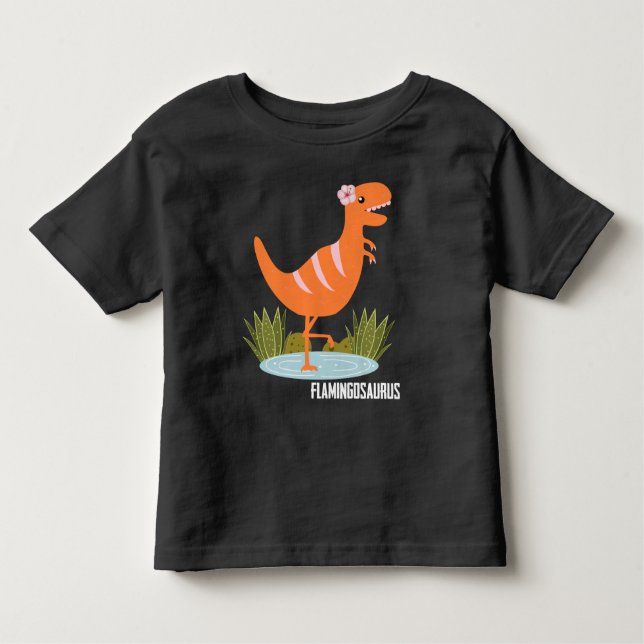 Cute Dinosaur Flamingo Reptiles Zoo Animal Lover T Shirt (Framsida)