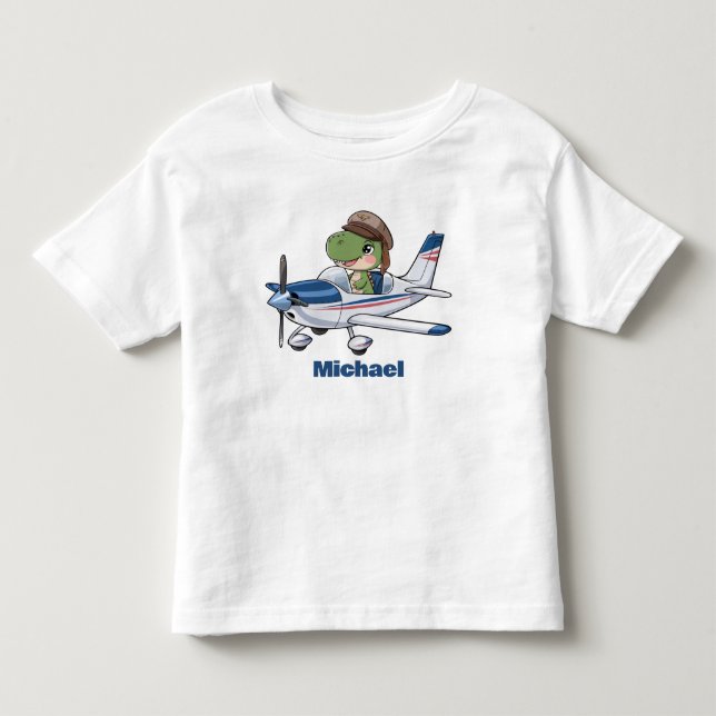 Cute Dinosaur flygande Cessna-flygplan, Personlig T Shirt (Framsida)