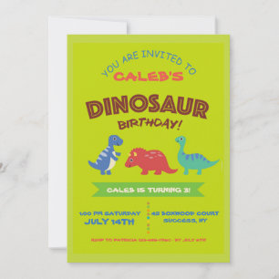 Cute Dinosaur Födelsedagsfest inbjudan