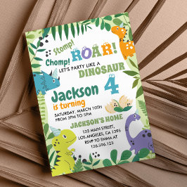 Cute Dinosaur Födelsedagsfest inbjudan