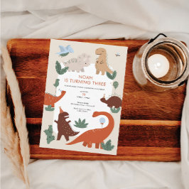 Cute Dinosaur Födelsedagsfest inbjudan