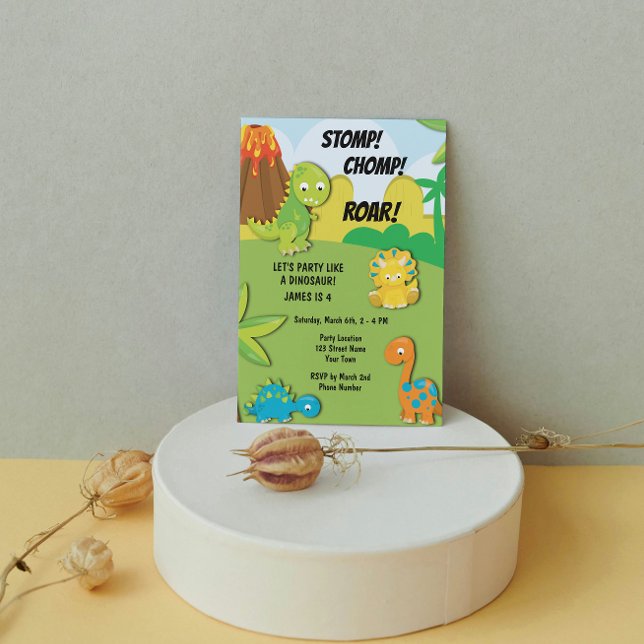 Cute Dinosaur Födelsedagsfest inbjudan (Skapare uppladdad)