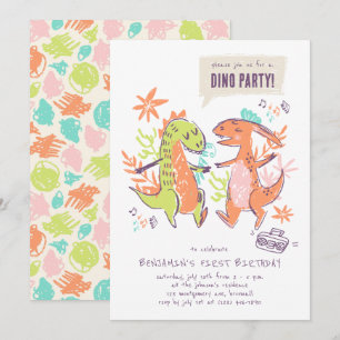 Cute Dinosaur-Födelsedagsfest Inbjudningar