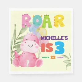 Cute Dinosaur Födelsedagsfest Kids Dino Girls Pappersservett