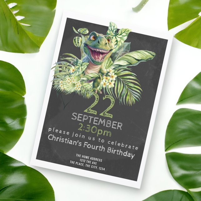 Cute Dinosaur Födelsedagsfest Personlig Inbjudningar (Dinosaur birthday party invitations from Ricaso. Printed or downloadable )