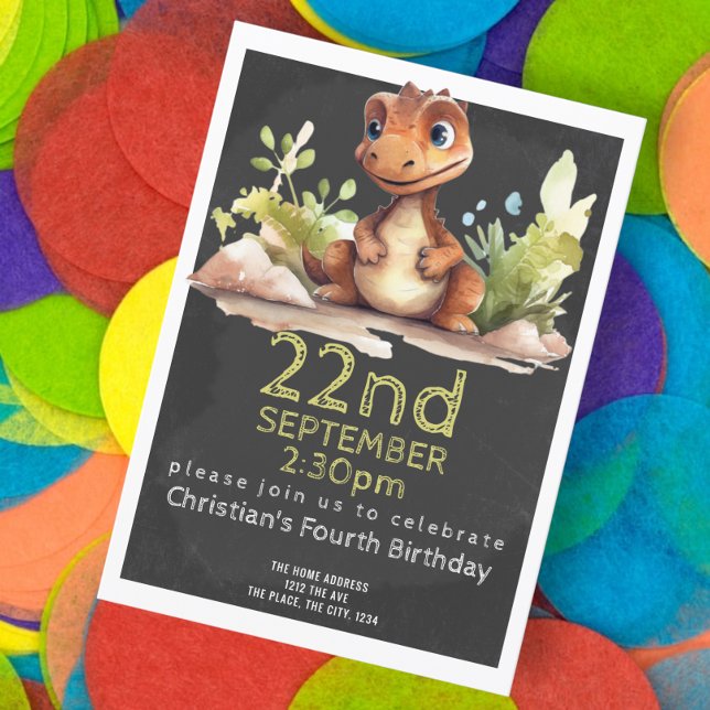 Cute Dinosaur Födelsedagsfest Personlig Inbjudningar (Cute little dinosaur birthday party invitations from Ricaso )