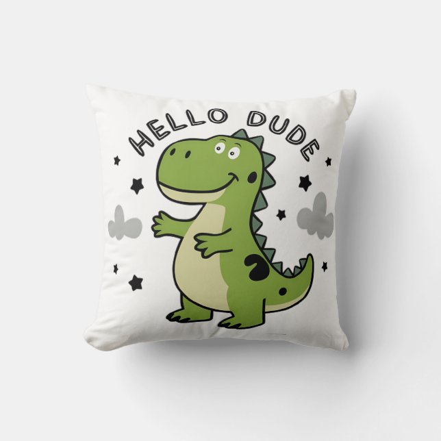 Cute Dinosaur for أطفال Kids | Hello Dude Kudde (Framsida)
