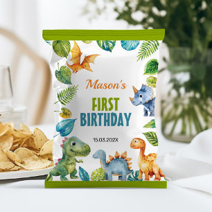 Cute Dinosaur första födelsedag Chip Reklamblad