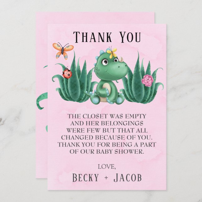 Cute Dinosaur Friends Baby Shower - tack för ditt  (Fram/baksida)